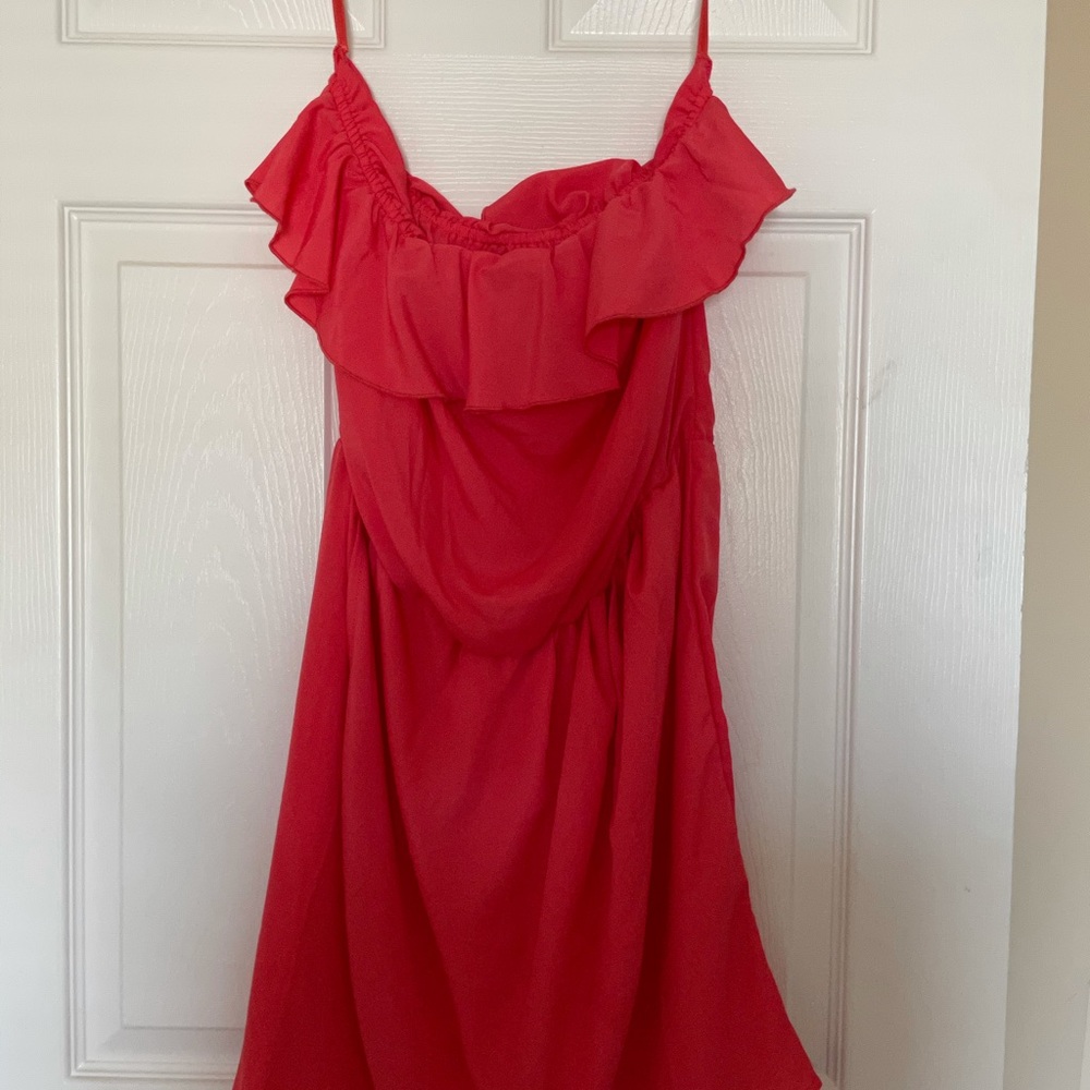Coral strapless dress